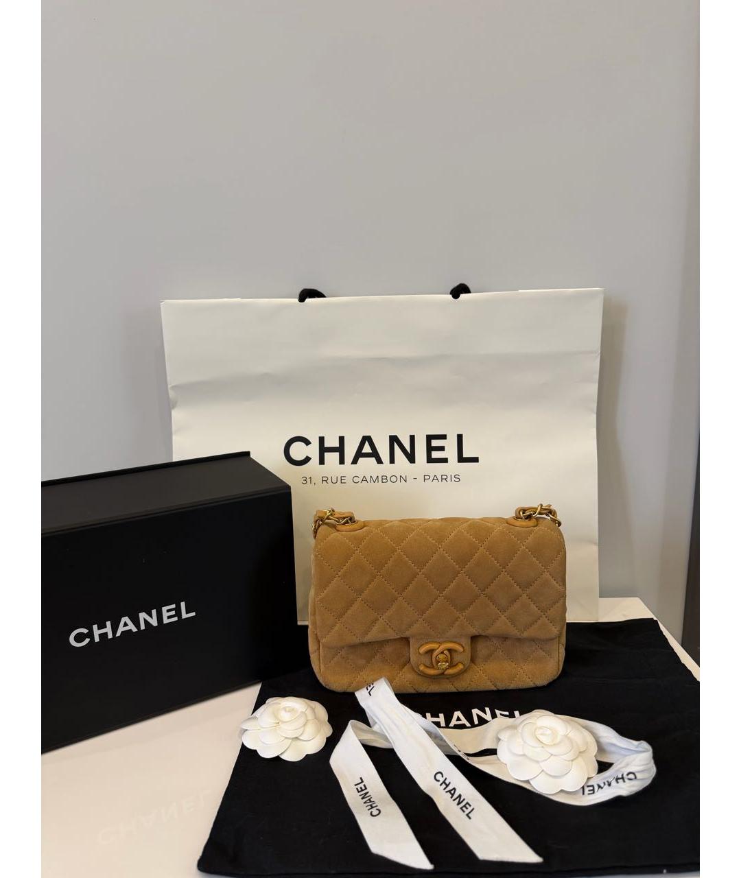 CHANEL Бежевая замшевая сумка через плечо, фото 5