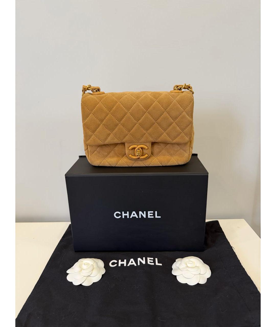 CHANEL Бежевая замшевая сумка через плечо, фото 9