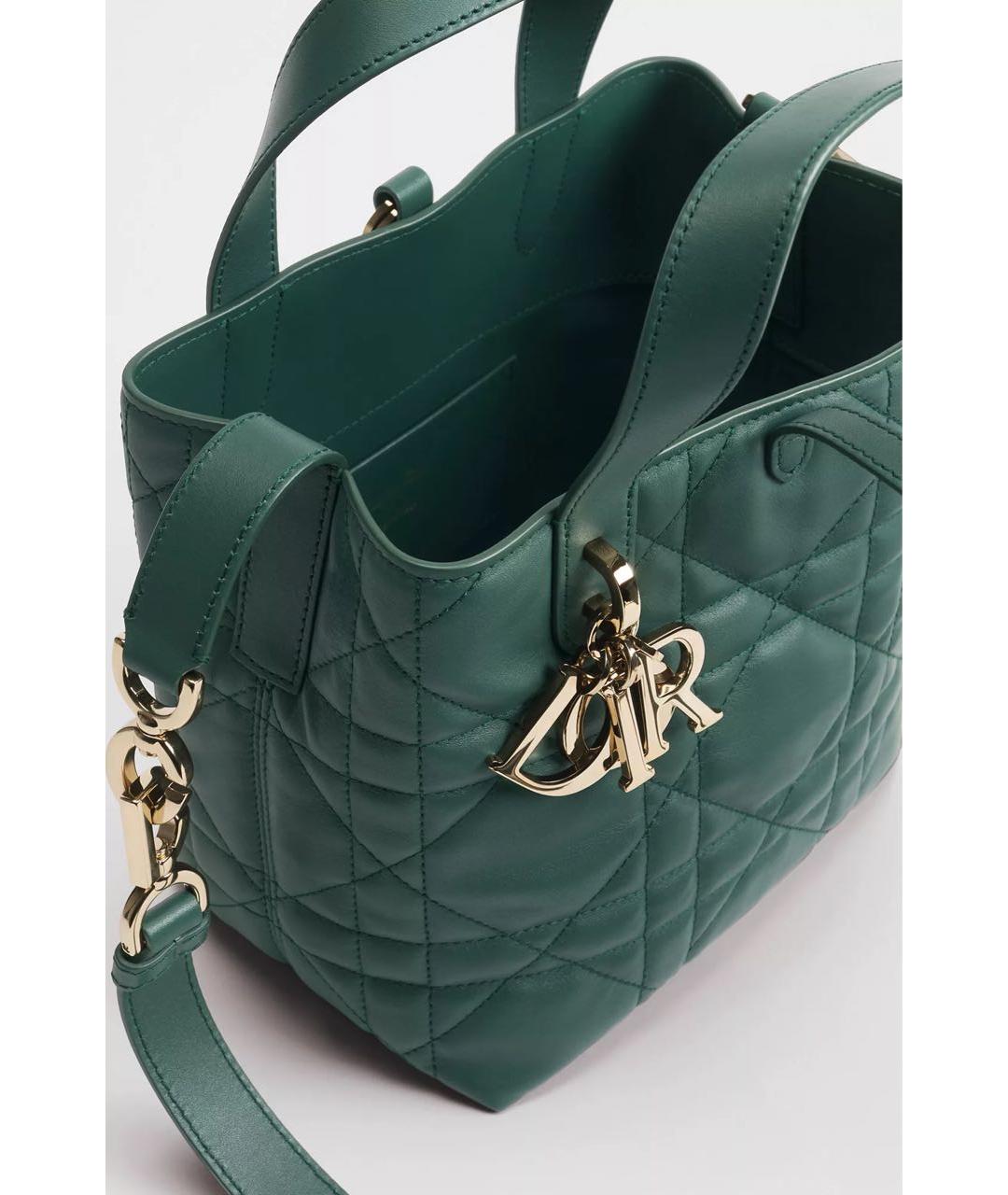 CHRISTIAN DIOR Зеленая кожаная сумка с короткими ручками, фото 5