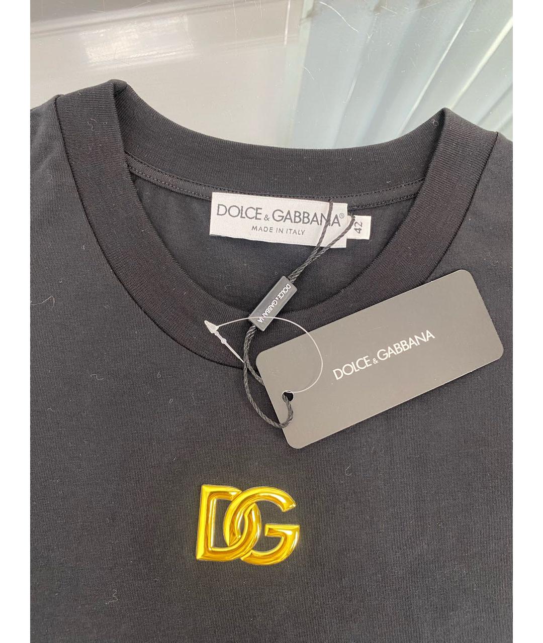 DOLCE&GABBANA Черная хлопковая футболка, фото 3