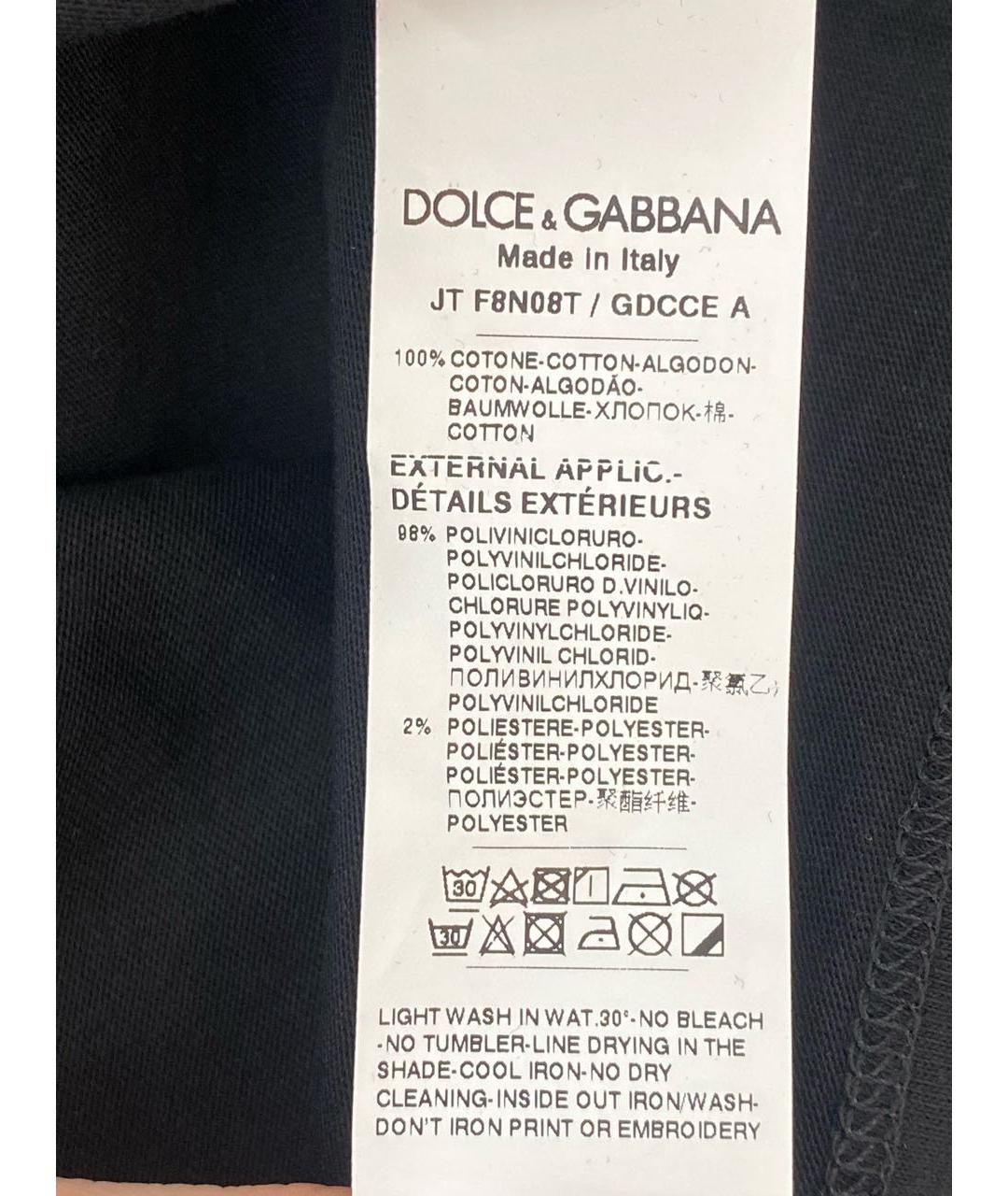 DOLCE&GABBANA Черная хлопковая футболка, фото 7