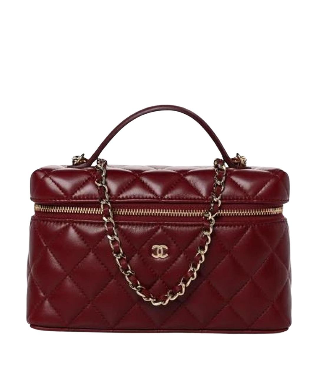 CHANEL Бордовая кожаная сумка через плечо, фото 1