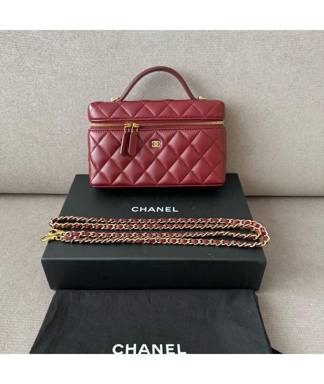 CHANEL Бордовая кожаная сумка через плечо, фото 8
