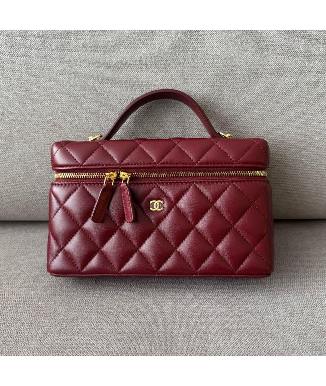 CHANEL Бордовая кожаная сумка через плечо, фото 2