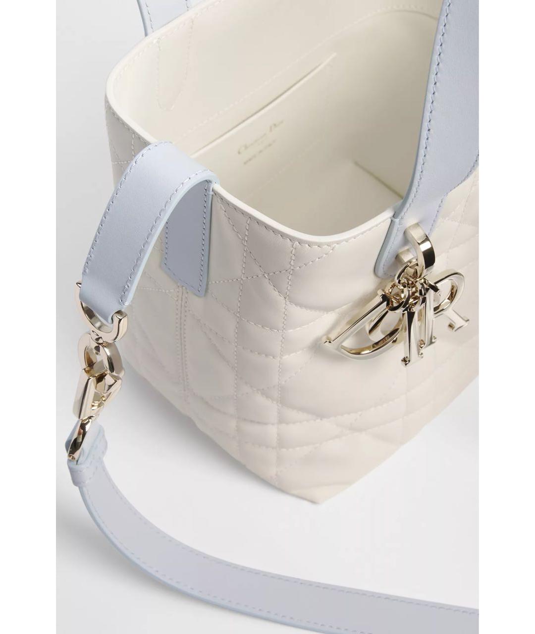 CHRISTIAN DIOR Белая кожаная сумка с короткими ручками, фото 5