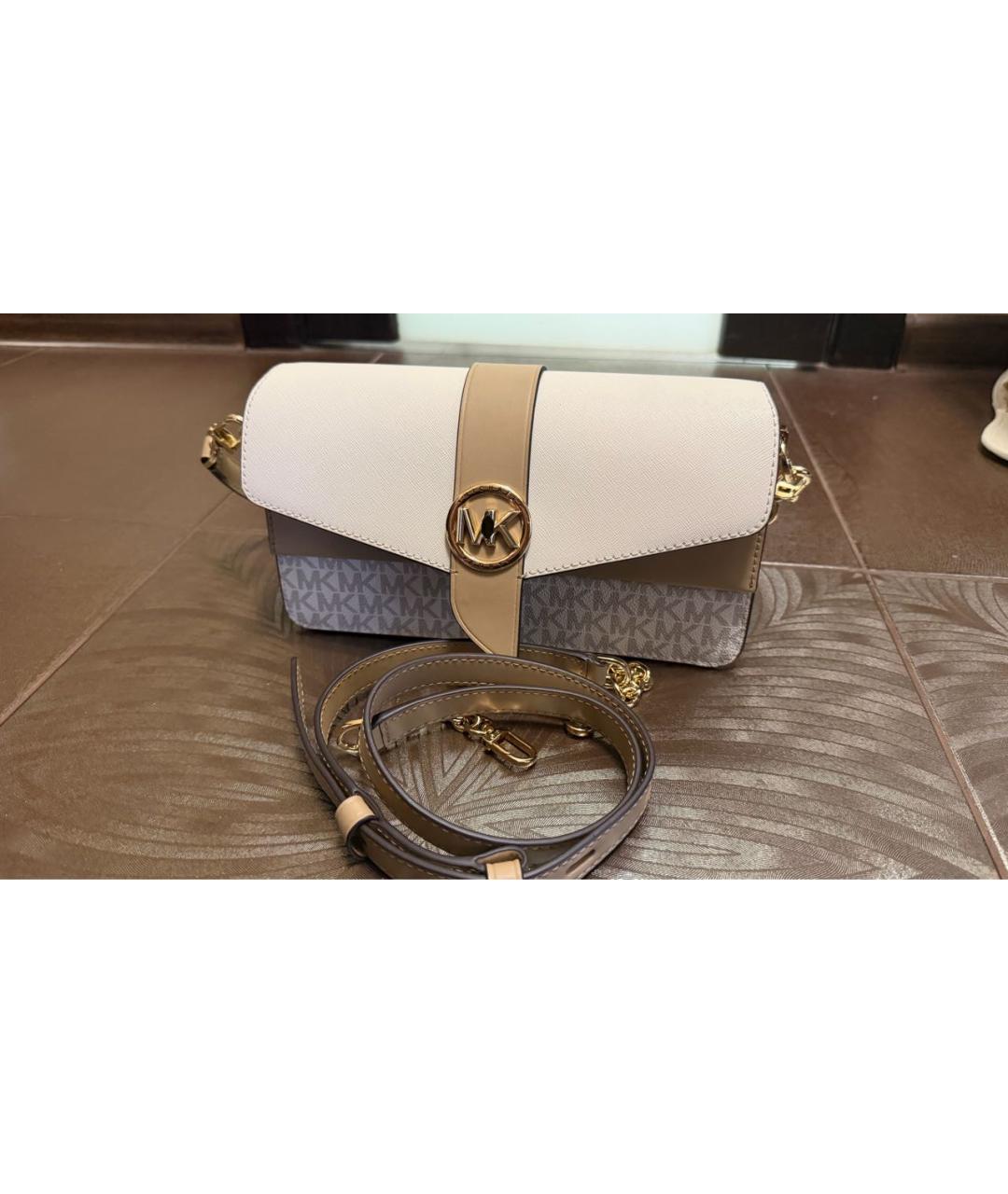 MICHAEL KORS Бежевая сумка через плечо из канвы, фото 2