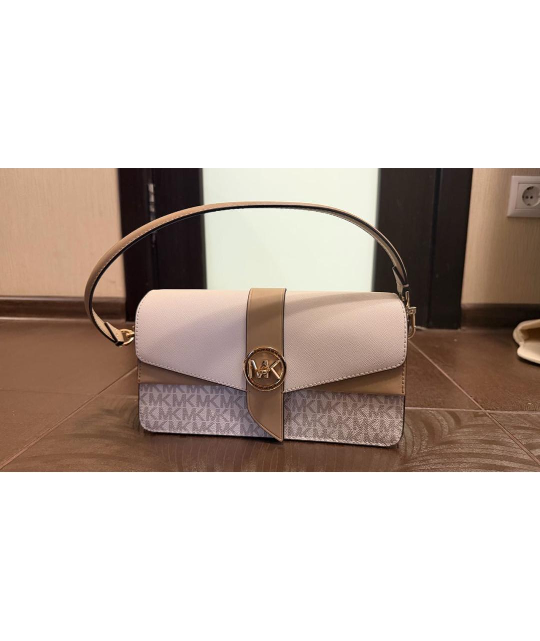 MICHAEL KORS Бежевая сумка через плечо из канвы, фото 5