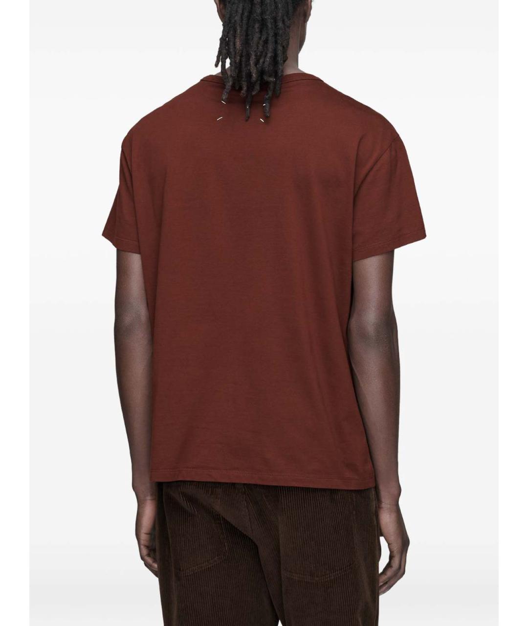 MAISON MARGIELA Бордовая хлопковая футболка, фото 3