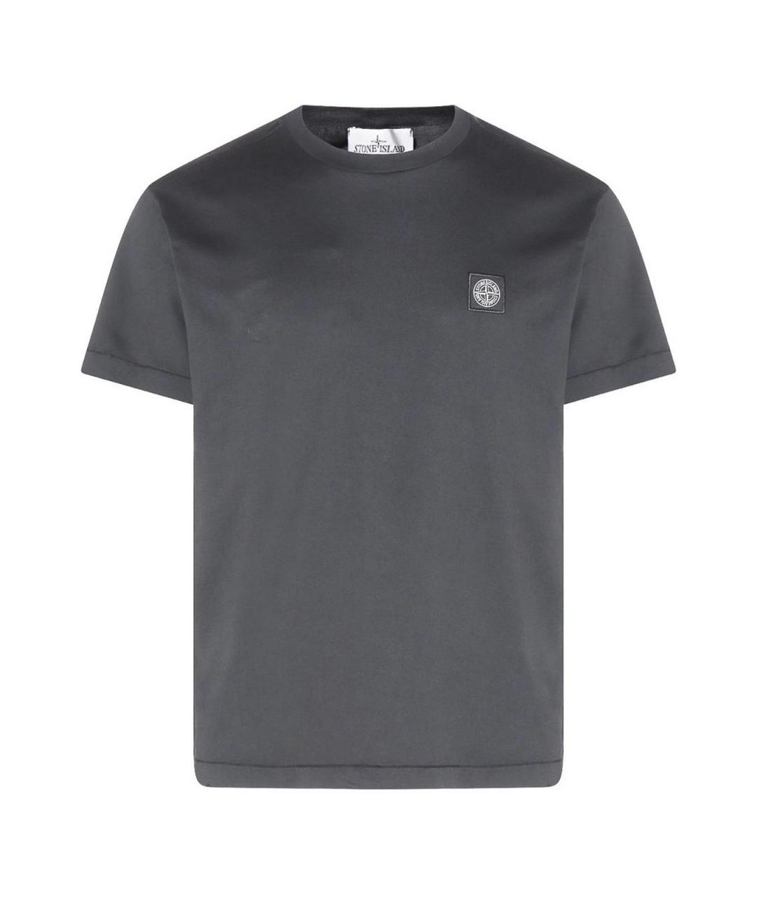 STONE ISLAND Серая хлопковая футболка, фото 1