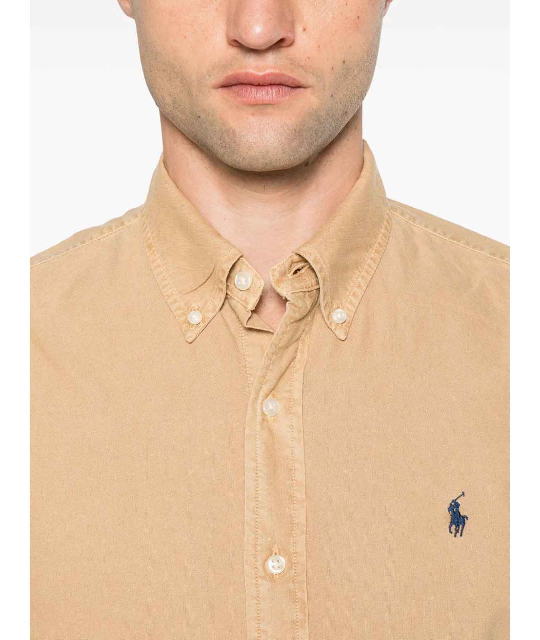 POLO RALPH LAUREN Бежевая хлопковая кэжуал рубашка, фото 3