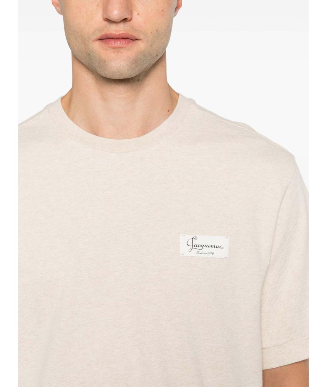 JACQUEMUS Бежевая хлопковая футболка, фото 3