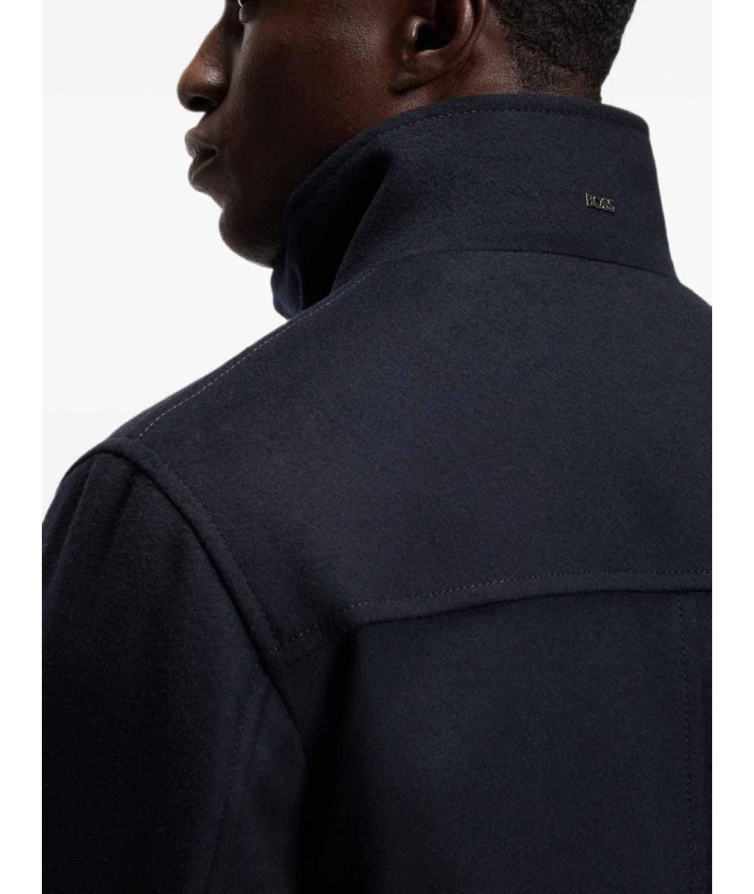 HUGO BOSS Темно-синее шерстяное пальто, фото 6