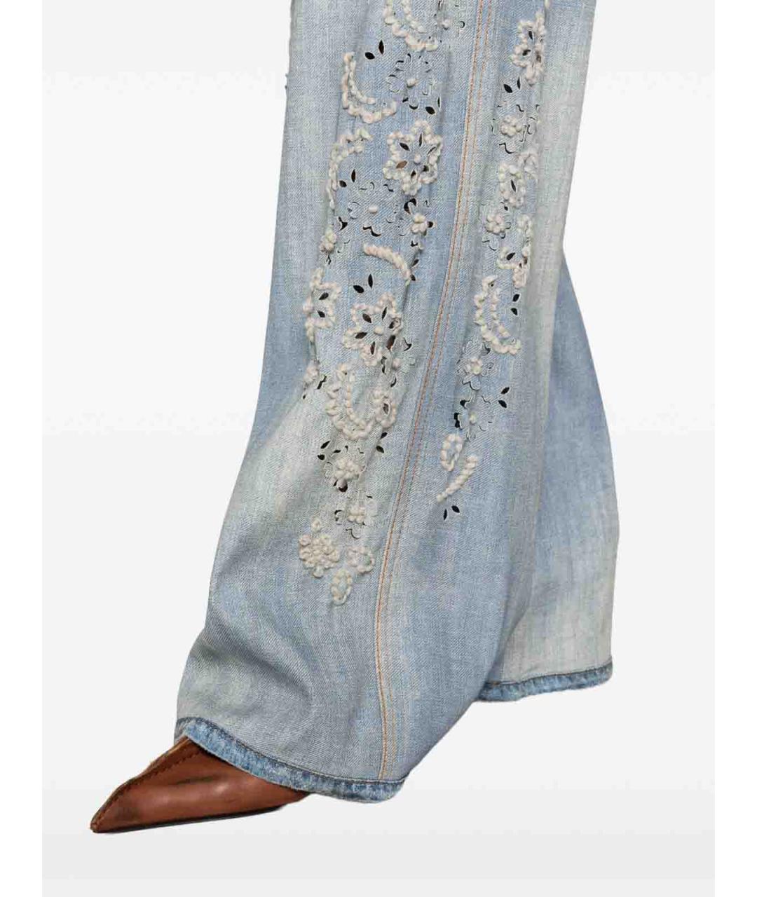ERMANNO SCERVINO Голубые хлопковые прямые джинсы, фото 2