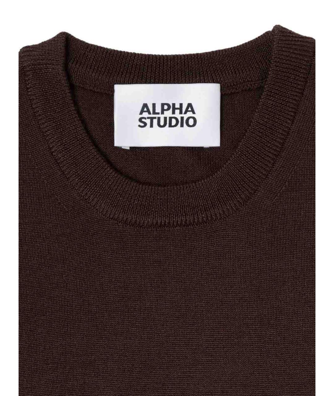 ALPHA STUDIO Коричневый шерстяной джемпер / свитер, фото 2