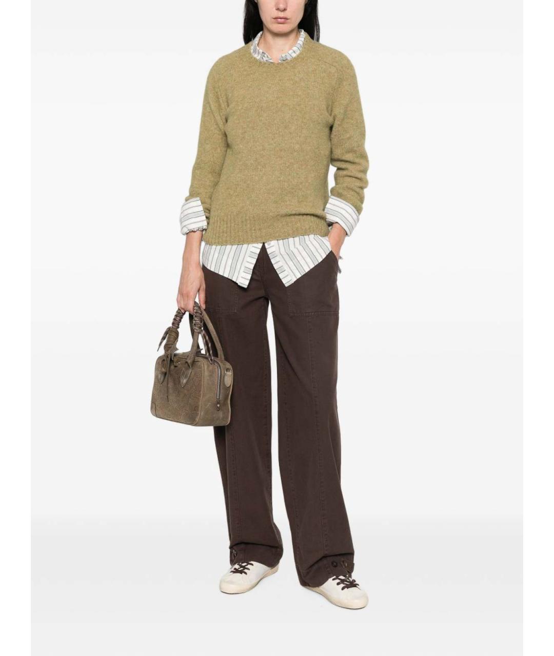 GOLDEN GOOSE Коричневые хлопковые брюки широкие, фото 5