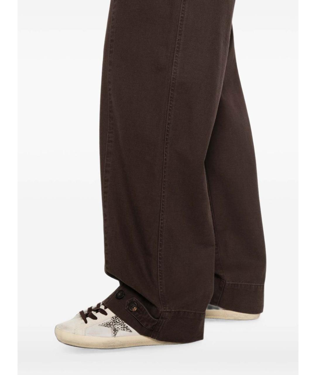 GOLDEN GOOSE Коричневые хлопковые брюки широкие, фото 3