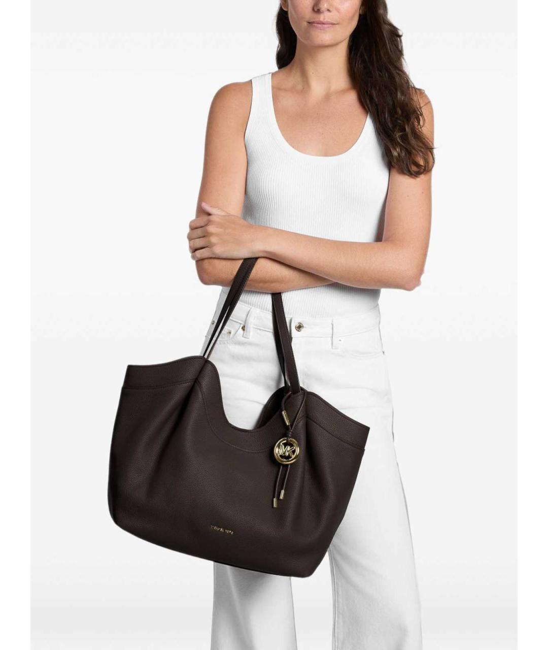 MICHAEL KORS Коричневая кожаная сумка через плечо, фото 4
