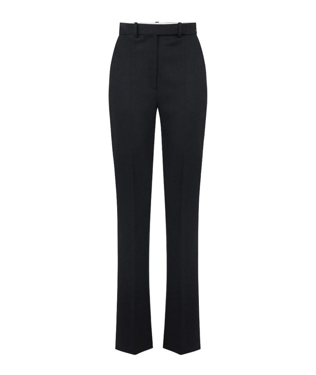 ELISABETTA FRANCHI Черные шерстяные прямые брюки, фото 1
