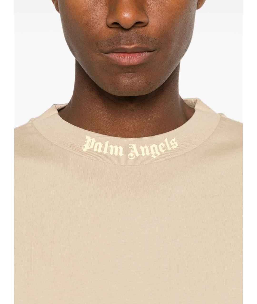 PALM ANGELS Бежевая хлопковая футболка, фото 4