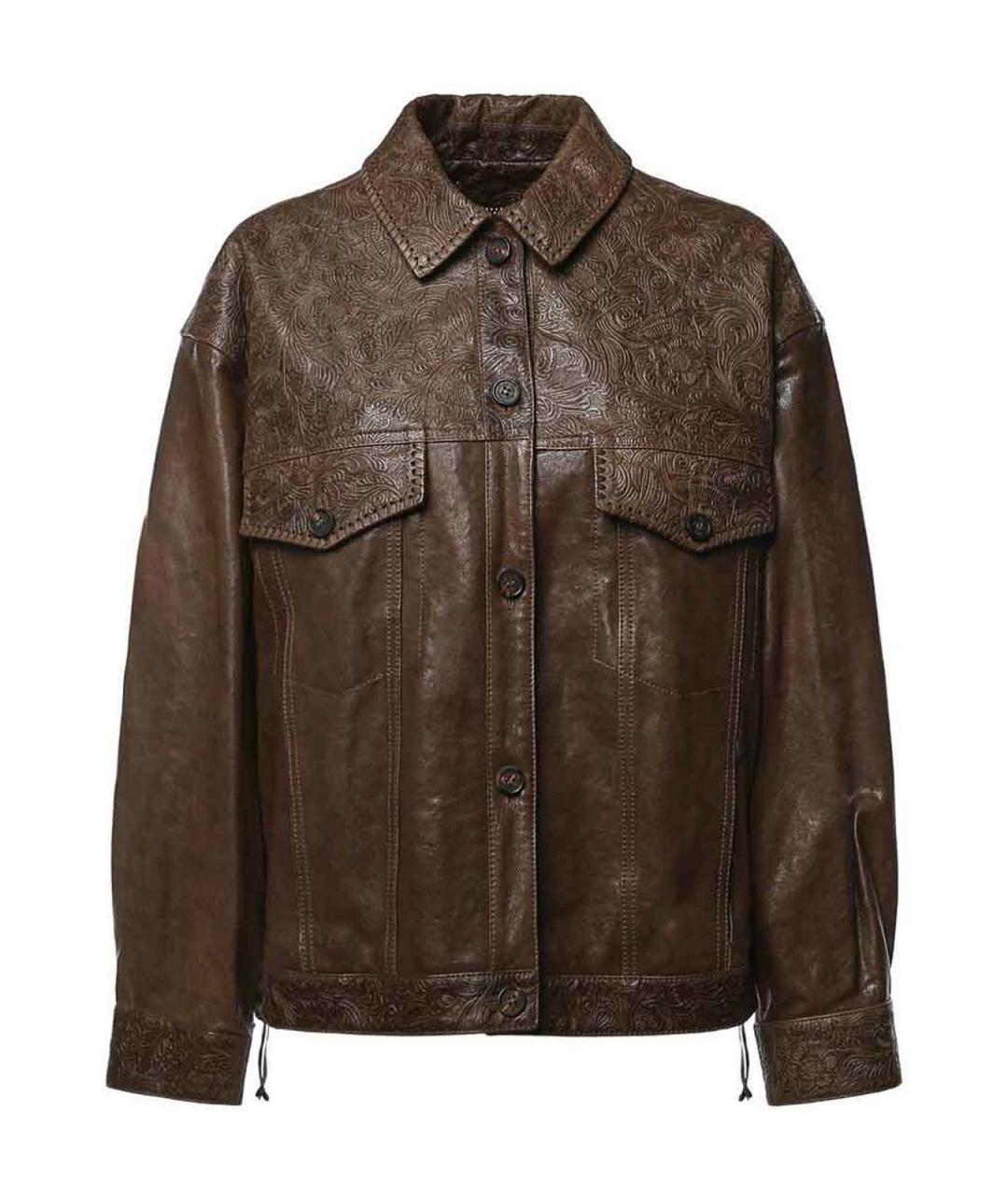 GOLDEN GOOSE Зеленая кожаная куртка, фото 1
