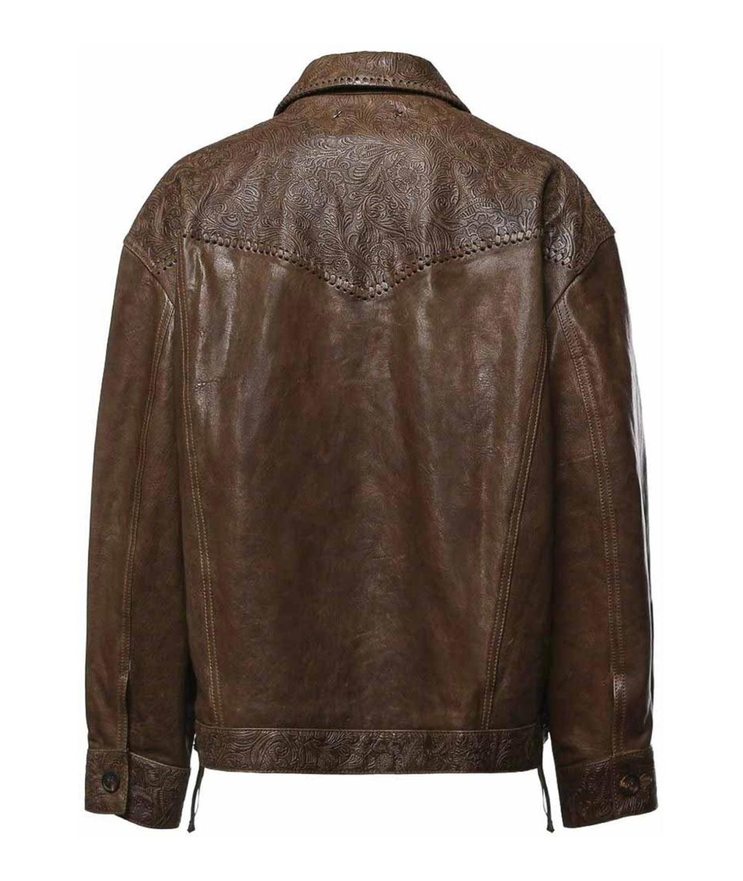 GOLDEN GOOSE Зеленая кожаная куртка, фото 3