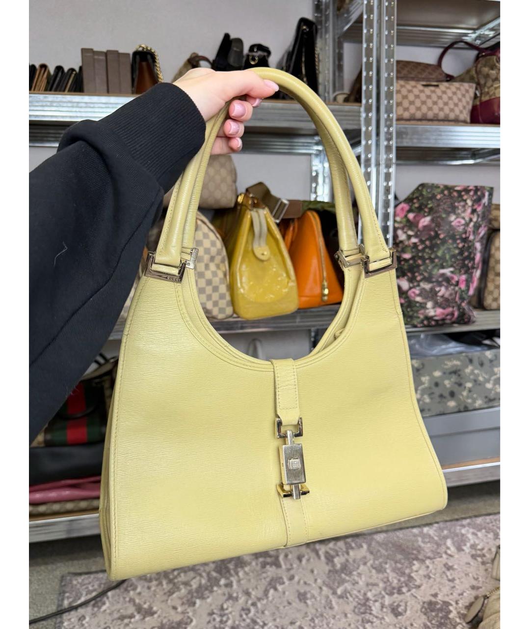 GUCCI Бежевая кожаная сумка тоут, фото 2