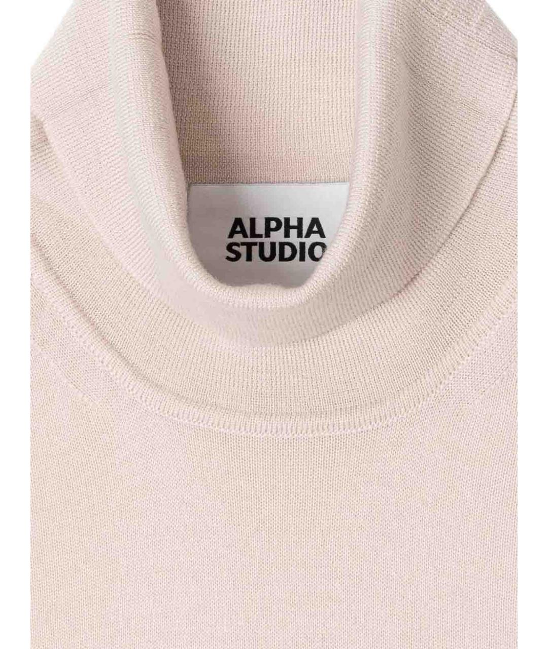 ALPHA STUDIO Бежевый шерстяной джемпер / свитер, фото 3