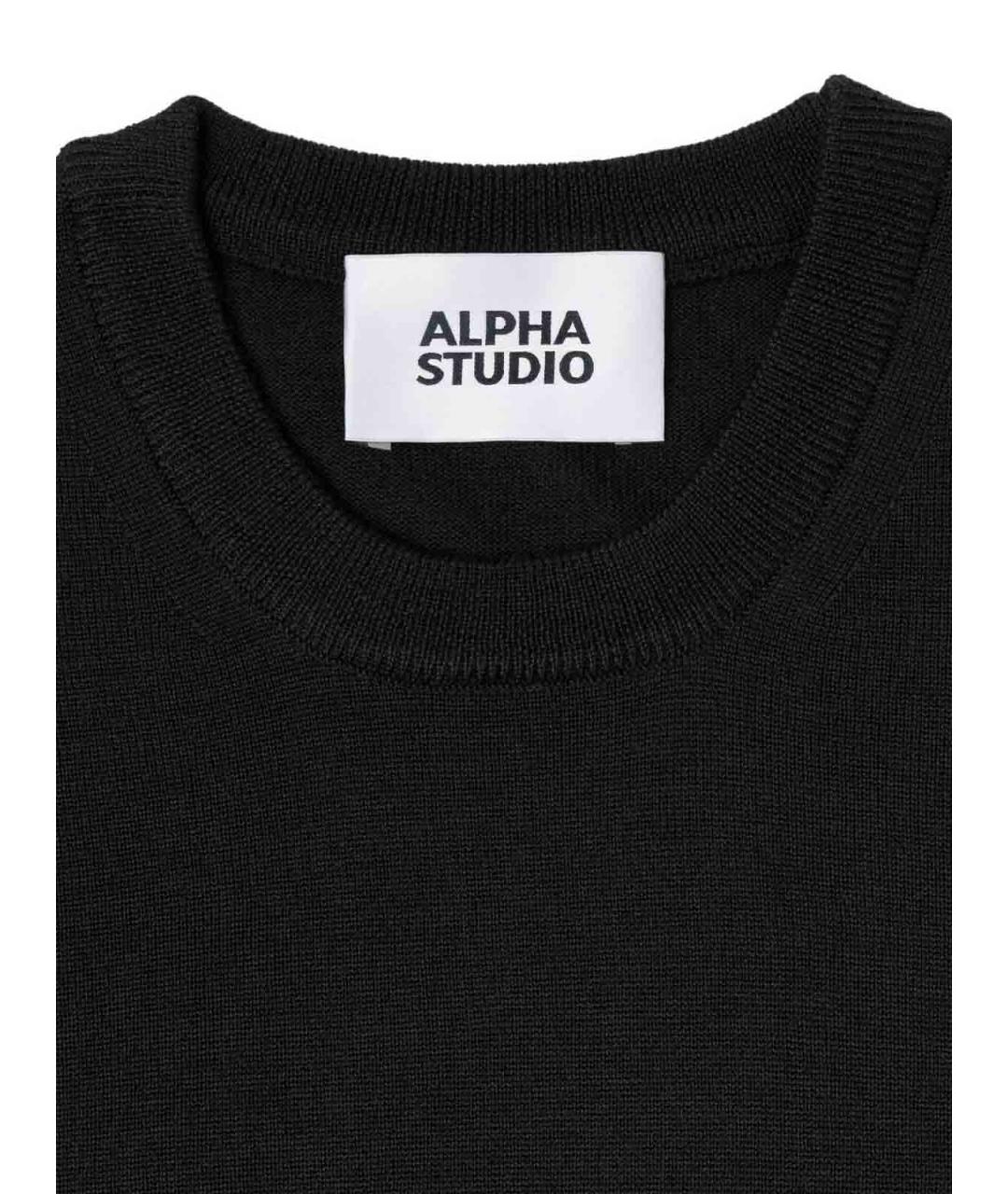 ALPHA STUDIO Черный шерстяной джемпер / свитер, фото 2