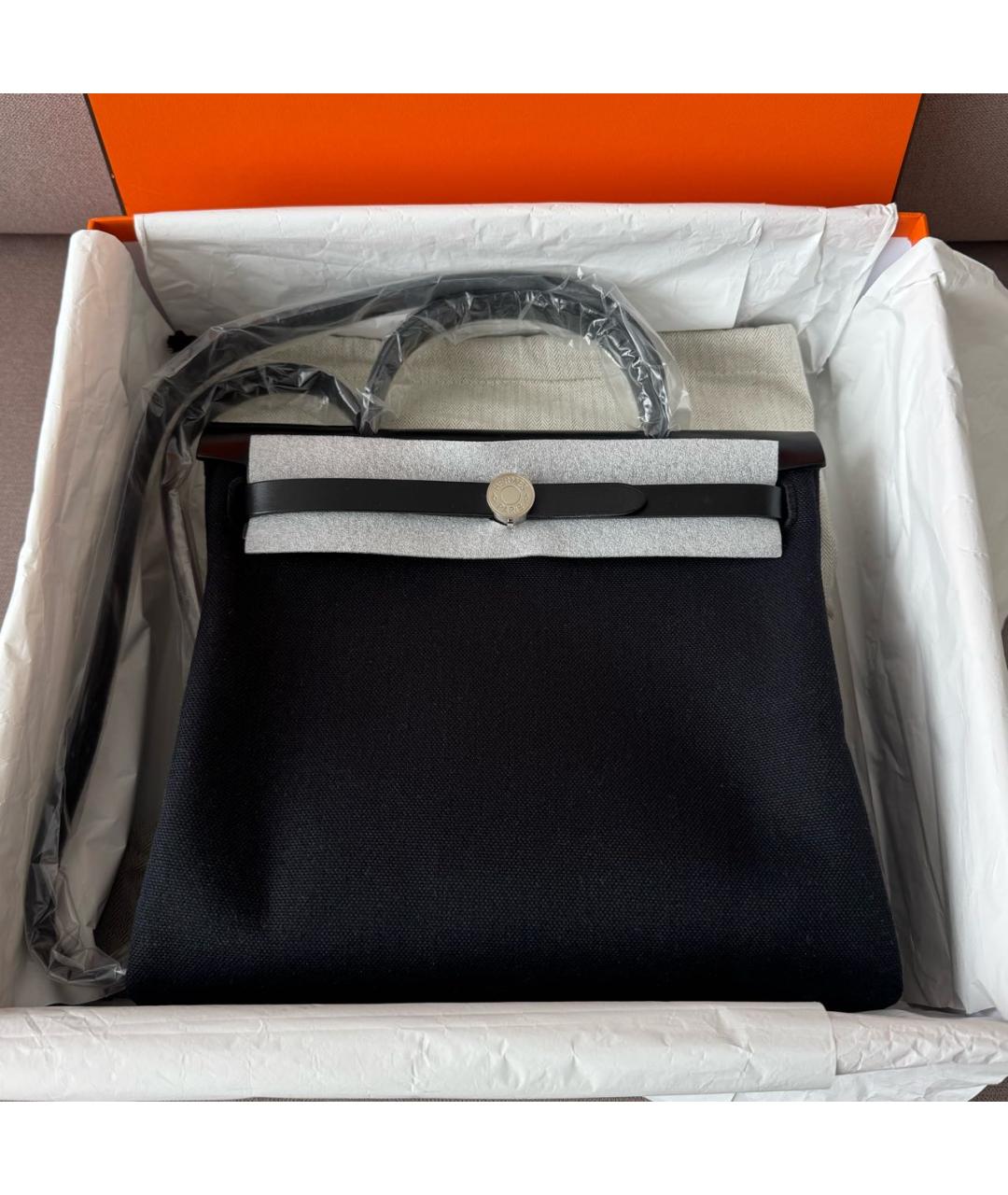 HERMES Черная сумка через плечо из канвы, фото 2