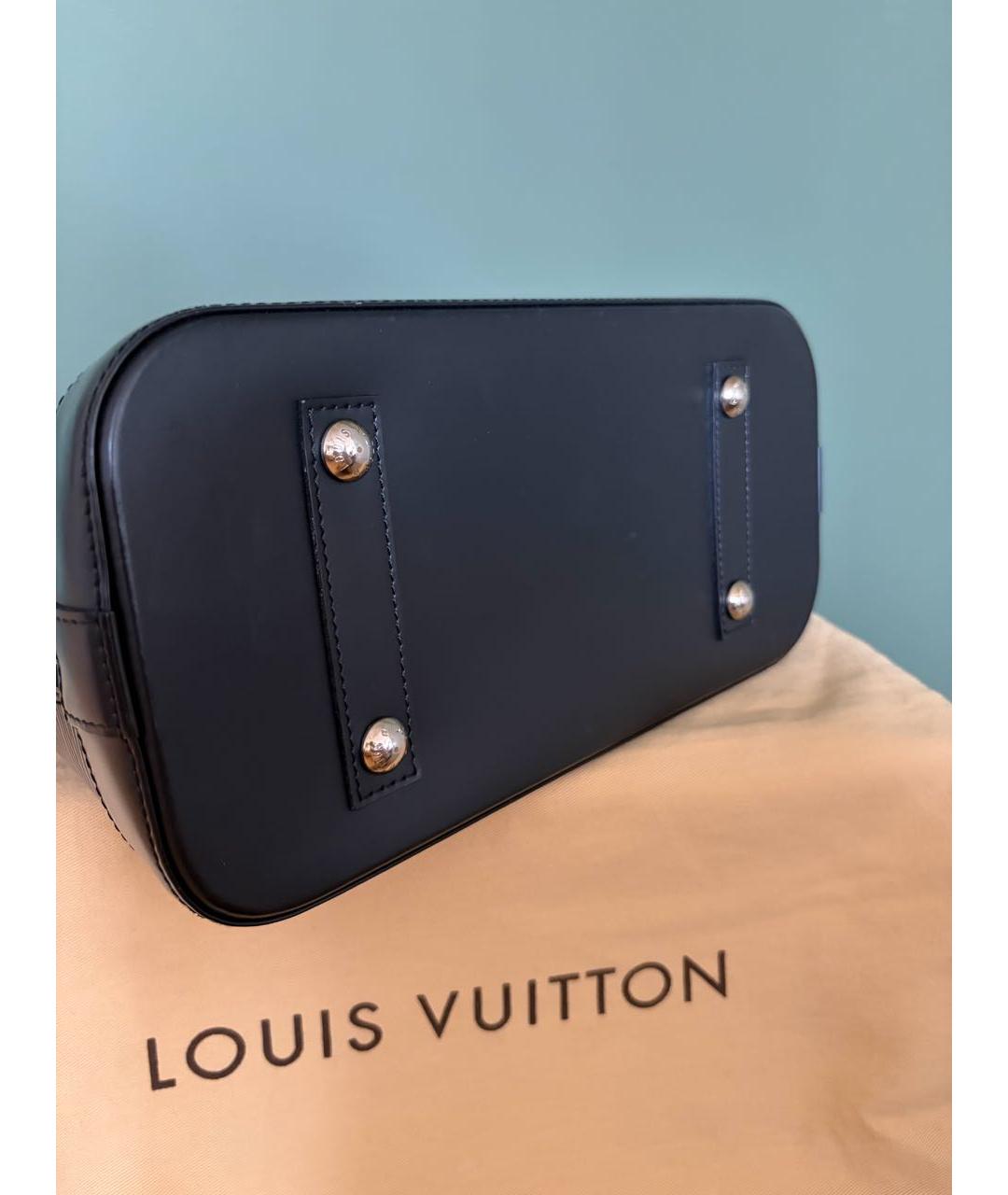 LOUIS VUITTON Черная кожаная сумка с короткими ручками, фото 4