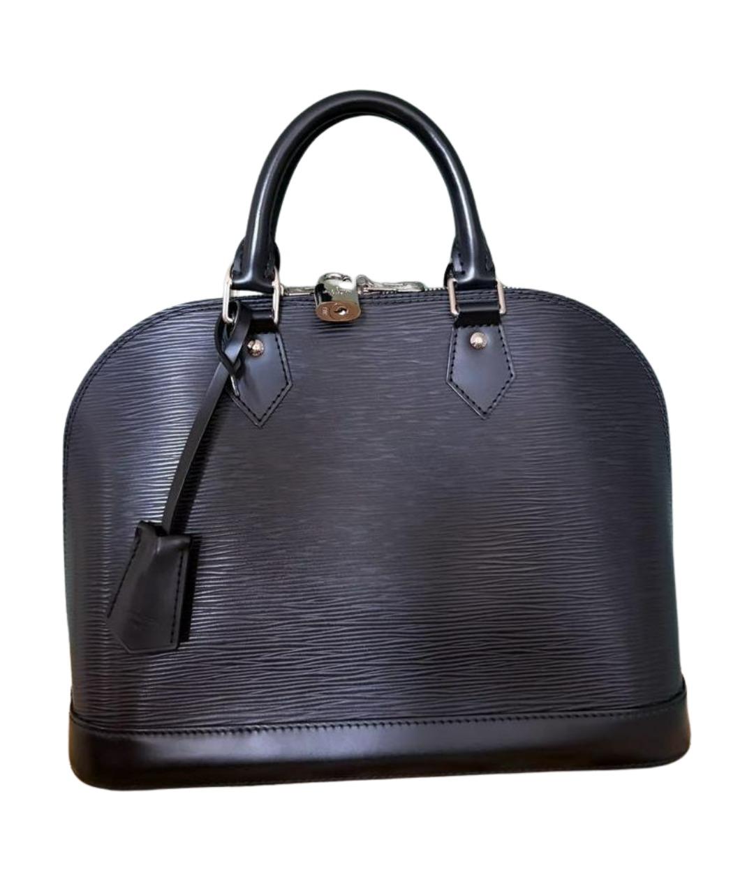 LOUIS VUITTON Черная кожаная сумка с короткими ручками, фото 1
