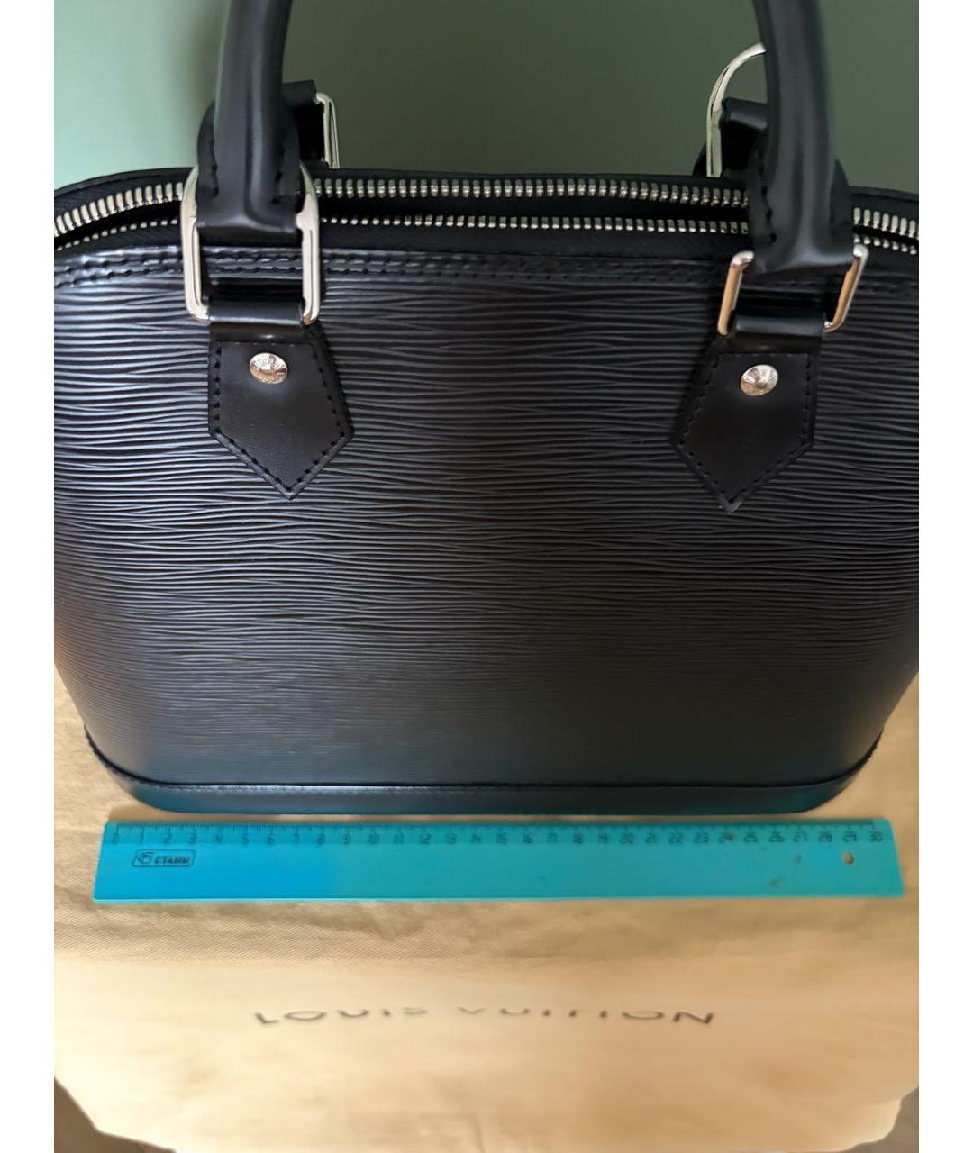 LOUIS VUITTON Черная кожаная сумка с короткими ручками, фото 8