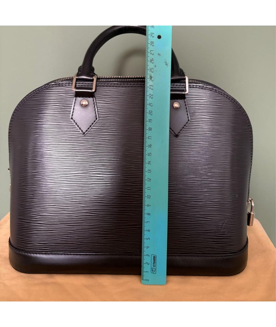 LOUIS VUITTON Черная кожаная сумка с короткими ручками, фото 7