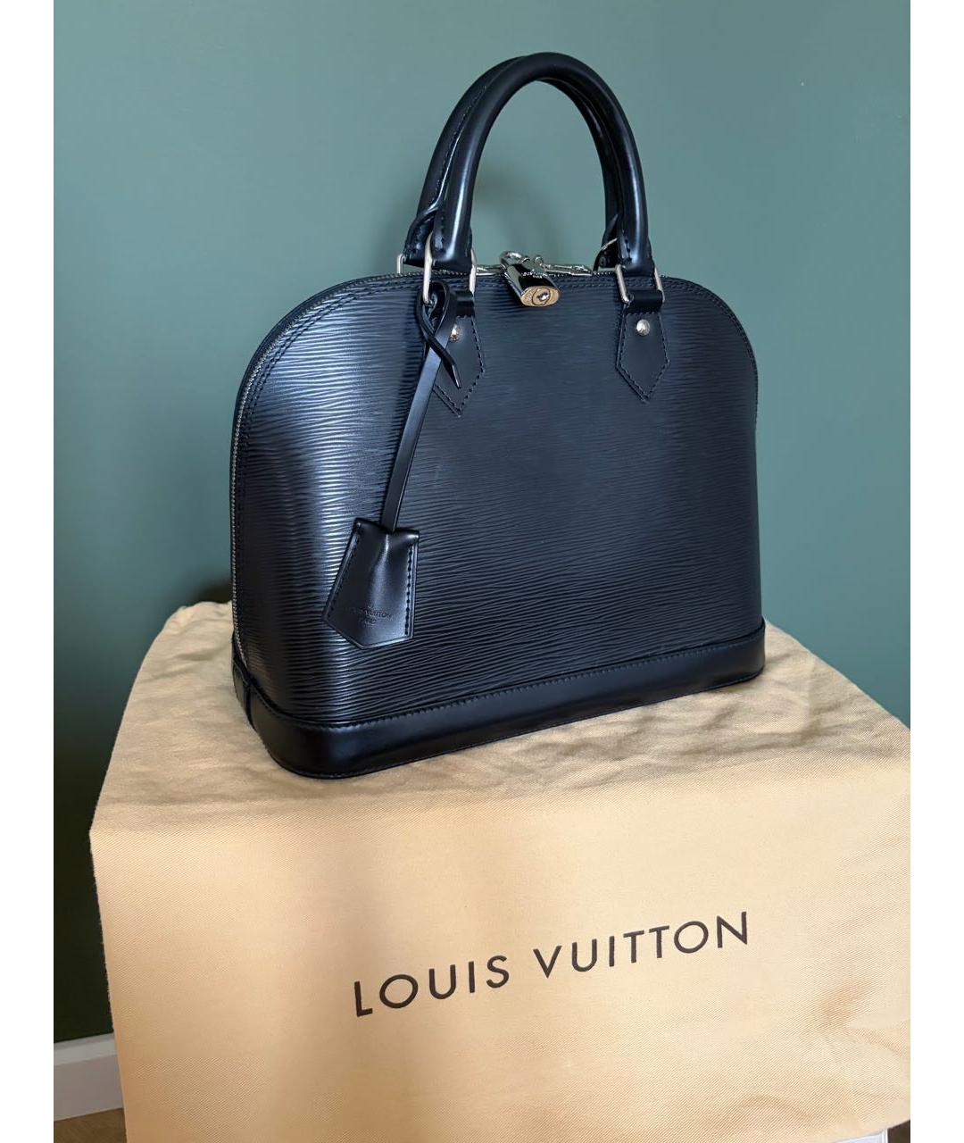 LOUIS VUITTON Черная кожаная сумка с короткими ручками, фото 2