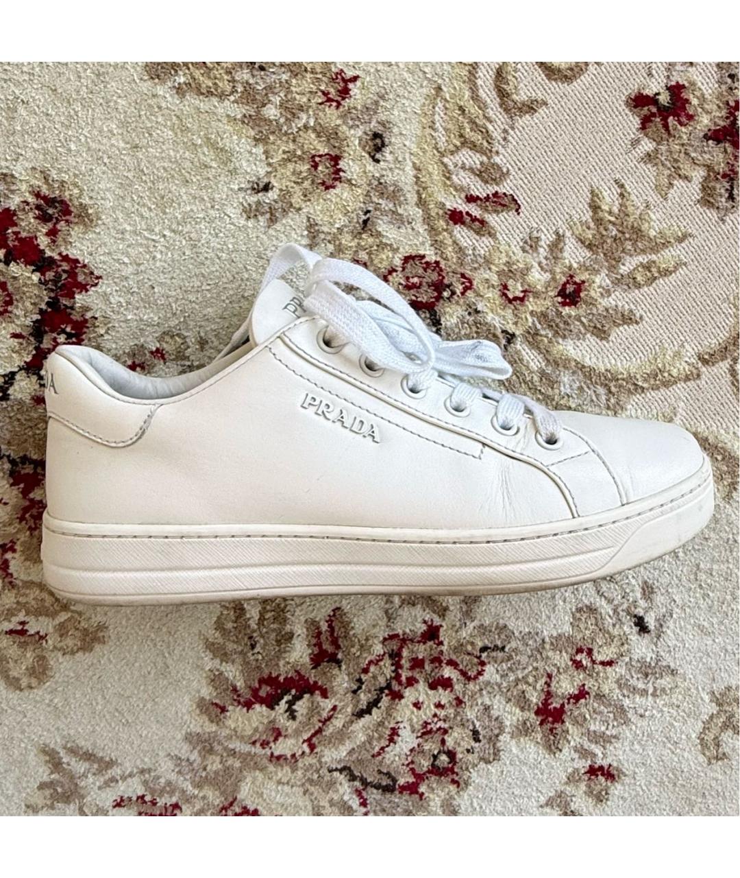 PRADA Белые кожаные кеды, фото 8