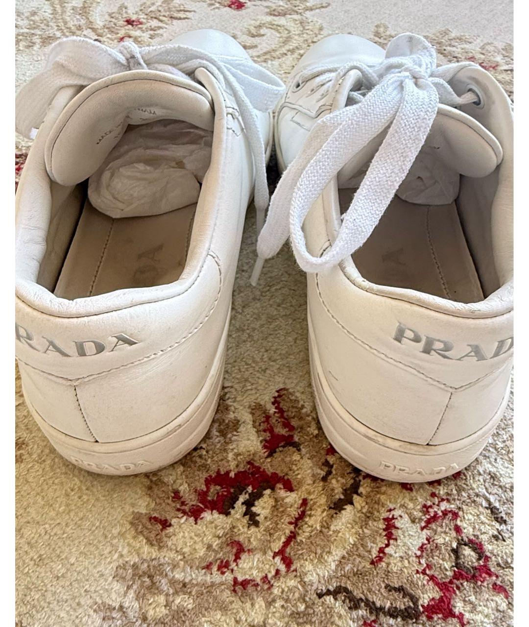 PRADA Белые кожаные кеды, фото 4