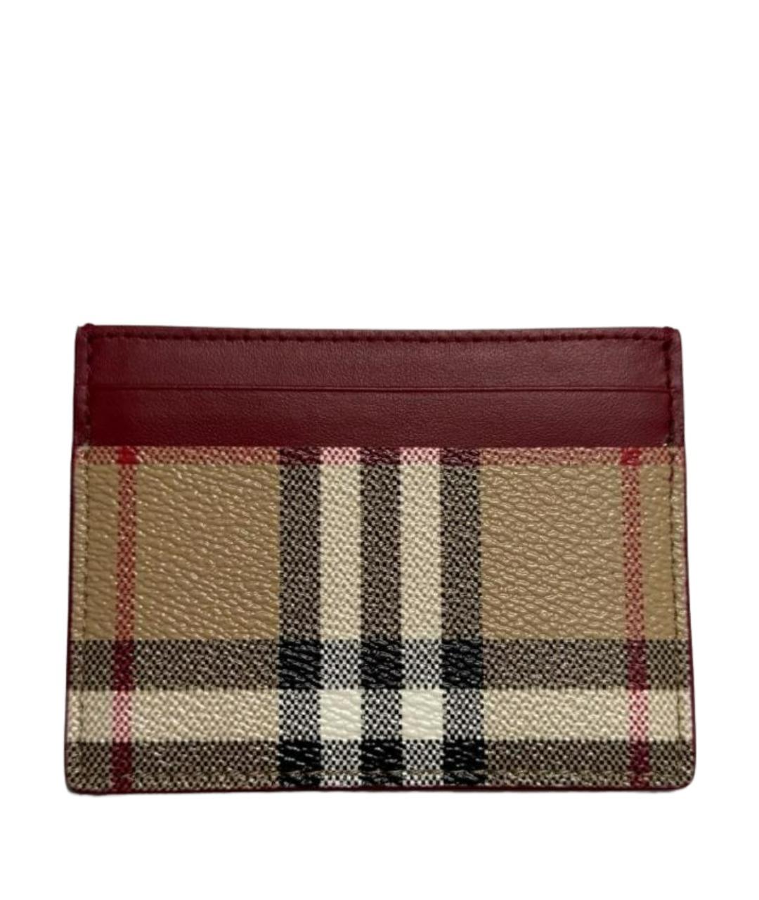 BURBERRY Бордовый кожаный кардхолдер, фото 1