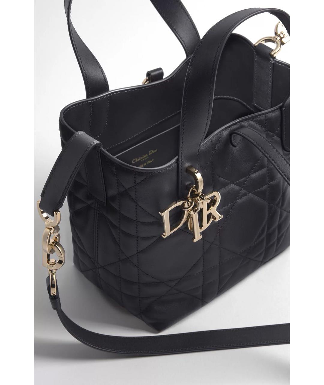 CHRISTIAN DIOR Черная кожаная сумка с короткими ручками, фото 5
