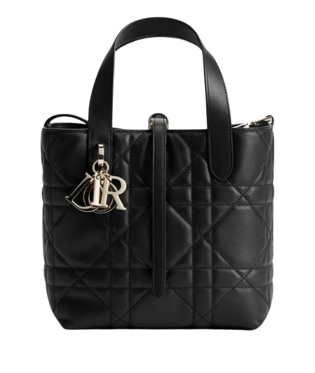 CHRISTIAN DIOR Черная кожаная сумка с короткими ручками, фото 1