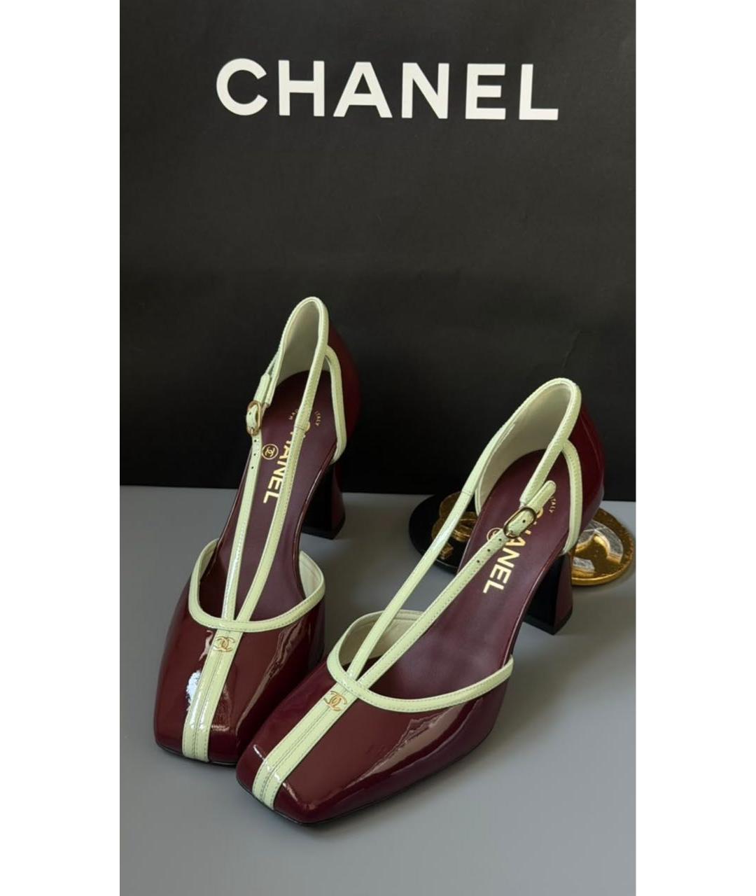 CHANEL Бордовые туфли из лакированной кожи, фото 2