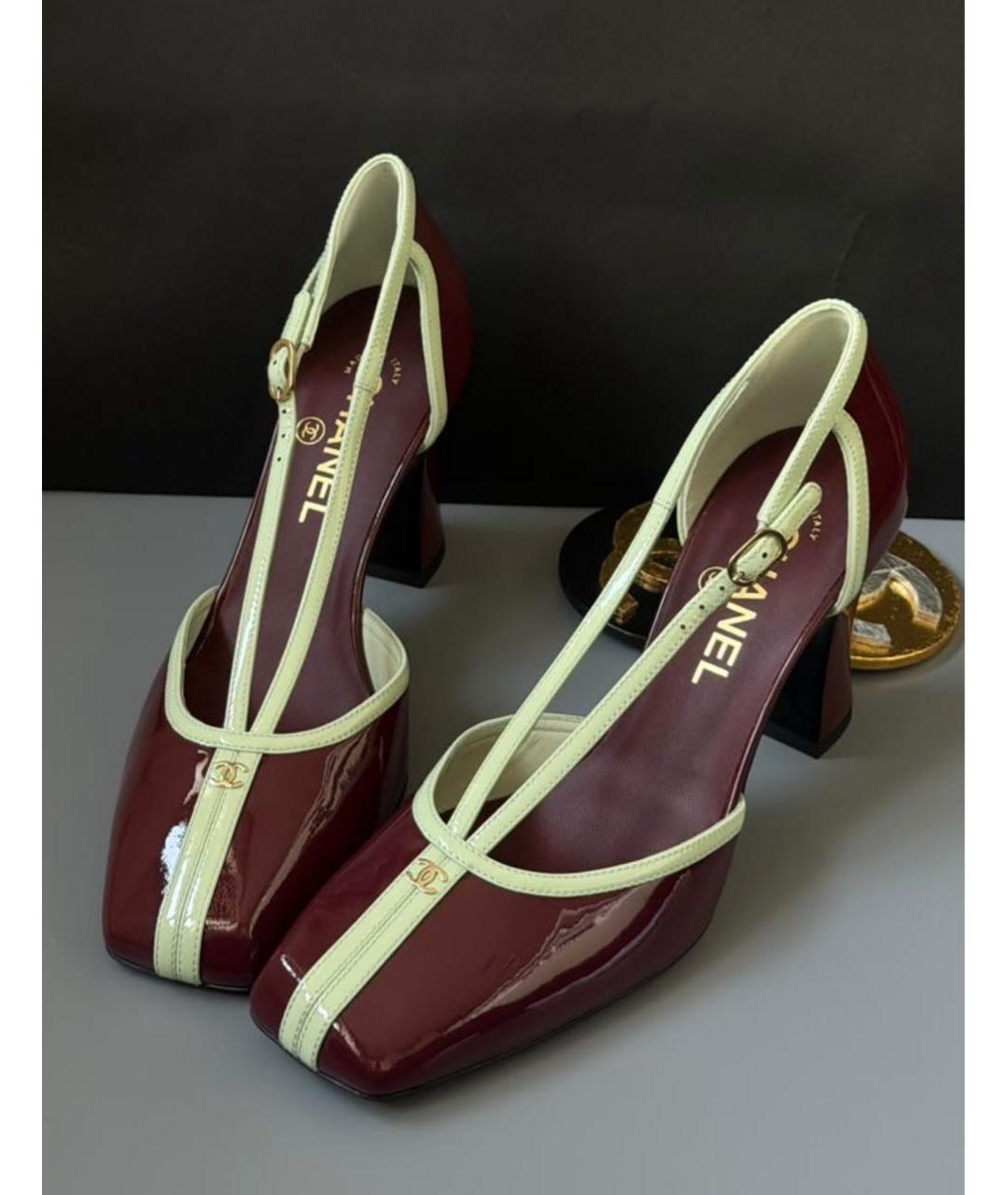 CHANEL Бордовые туфли из лакированной кожи, фото 3