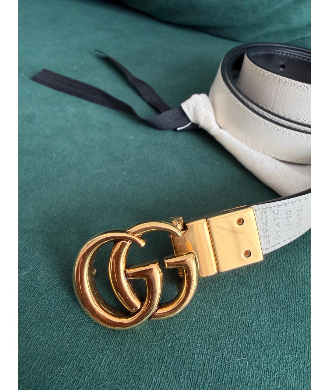 GUCCI Бежевый кожаный ремень, фото 2