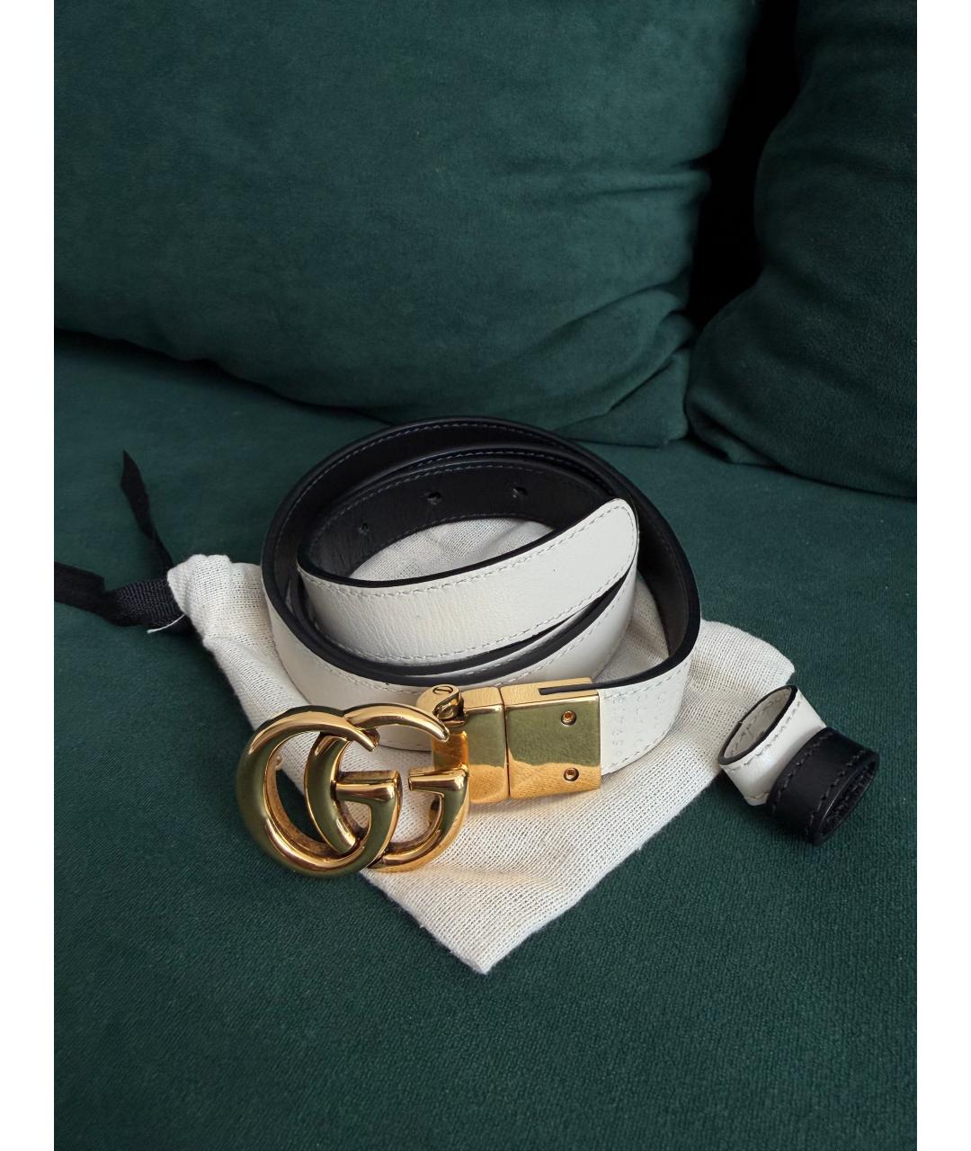 GUCCI Бежевый кожаный ремень, фото 4