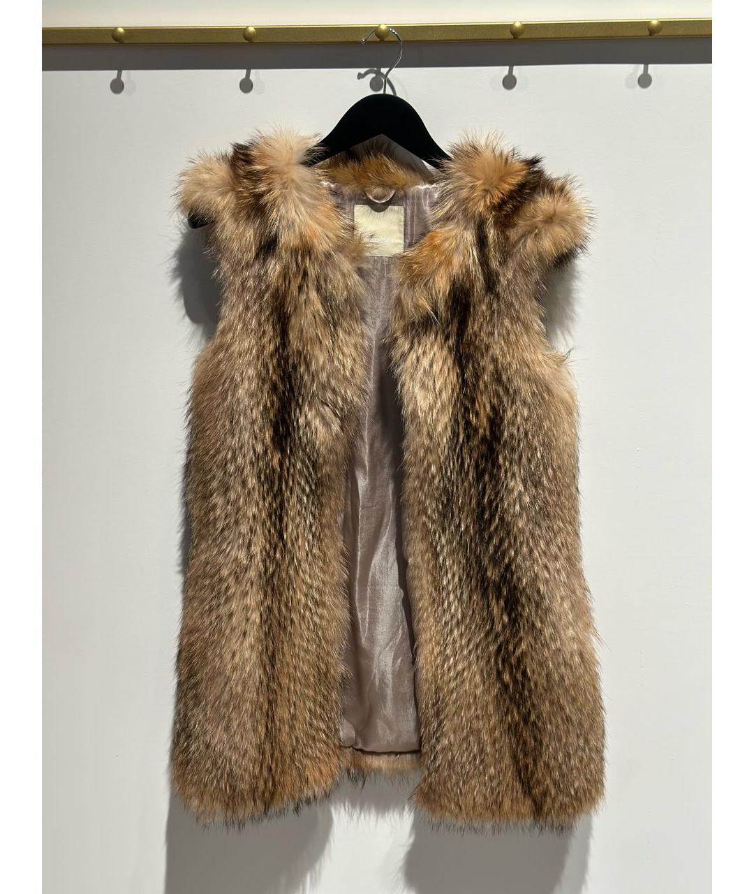 'S MAX MARA Коричневый меховой жилет, фото 7