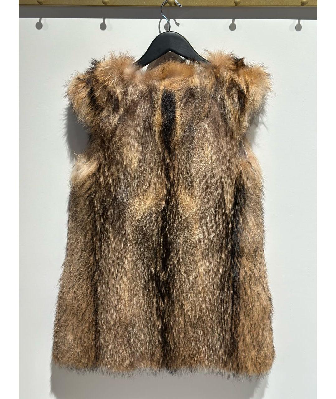 'S MAX MARA Коричневый меховой жилет, фото 4