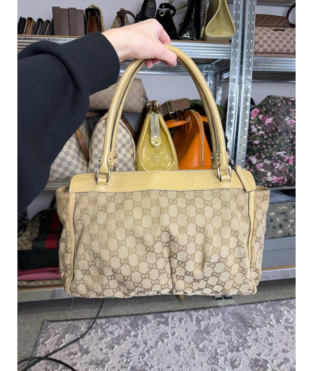 GUCCI Бежевая тканевая сумка тоут, фото 3