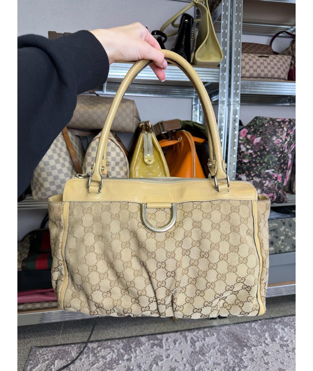 GUCCI Бежевая тканевая сумка тоут, фото 9