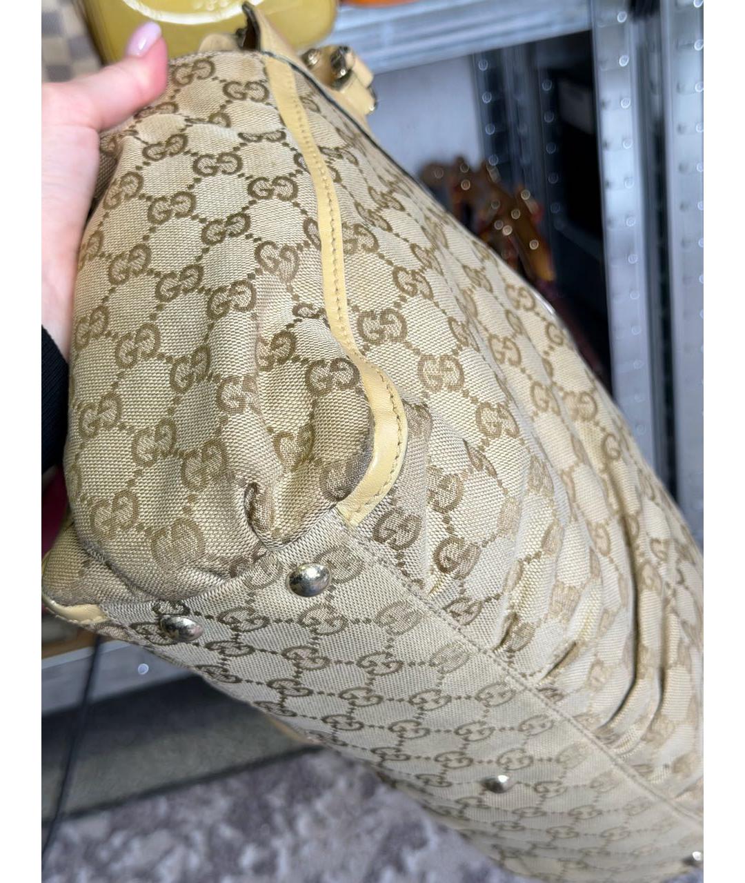 GUCCI Бежевая тканевая сумка тоут, фото 8