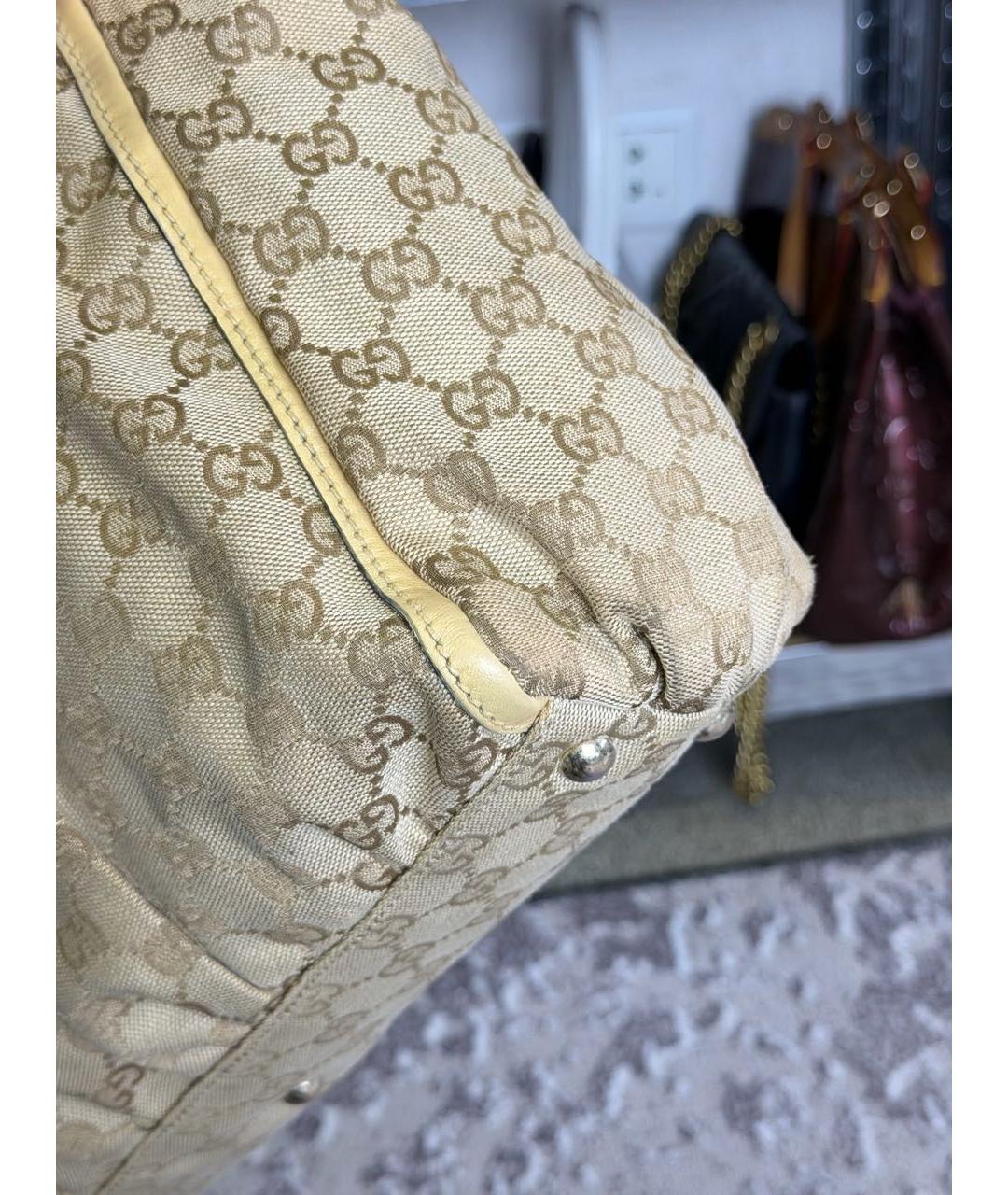 GUCCI Бежевая тканевая сумка тоут, фото 7