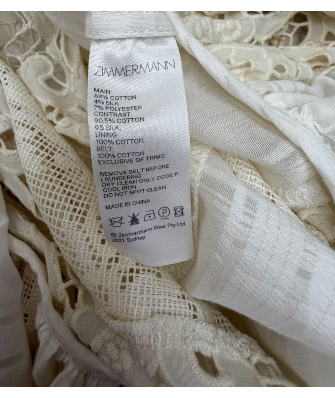 ZIMMERMANN Белое хлопковое платье, фото 4